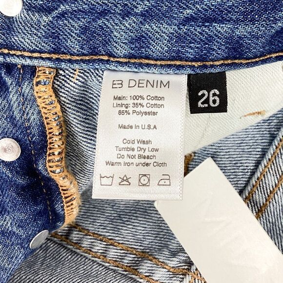 EB DENIM Size 26 NWT Spliced Denim Split Patchwork OG Reconstructed Blue Jeans - Picture 12 of 14